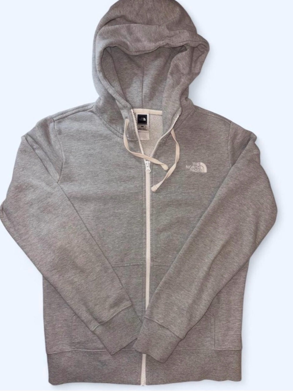 The North Face Men's Light Gray Full-Zip Hoodie Sweatshirt